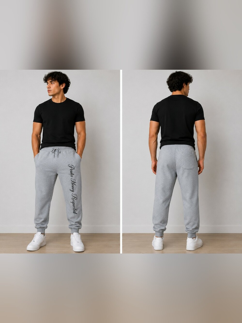 Young Adult   Men's Grey Jogger Sweatpants with Script Side Print